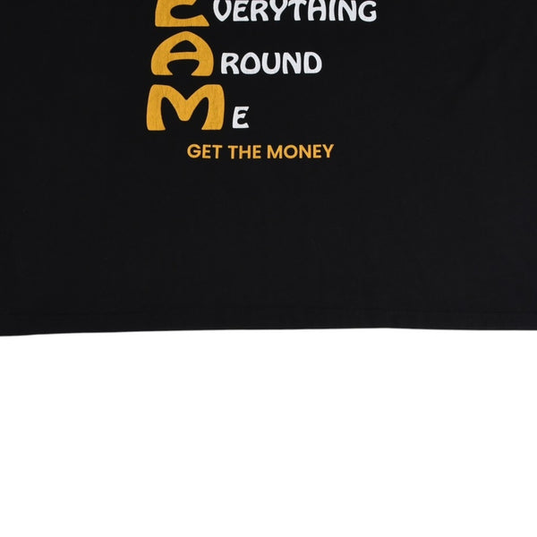 極美品 Wu-Tang Clan ウータンクラン オフィシャルTシャツ Wロゴ C.R.E.A.M. ヴィンテージ加工 ブラック イエロー XXLサイズ 中古 4a004123