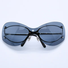 New and unused CARTIER Shield sunglasses eyewear 3989618 Size 110 Blue Silver Used 4a004149