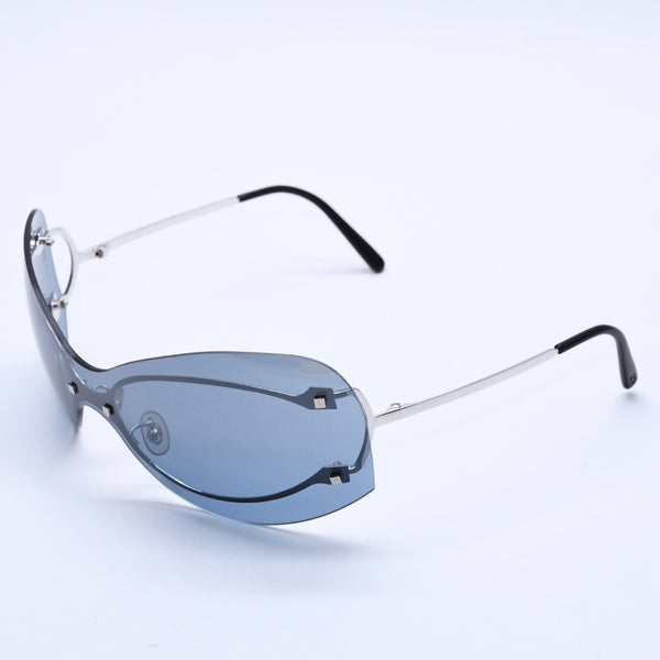 New and unused CARTIER Shield sunglasses eyewear 3989618 Size 110 Blue Silver Used 4a004149