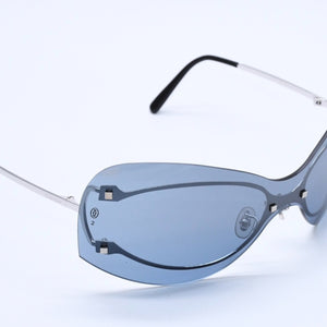 New and unused CARTIER Shield sunglasses eyewear 3989618 Size 110 Blue Silver Used 4a004149