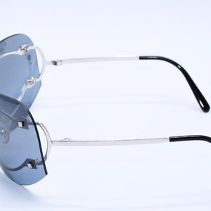 New and unused CARTIER Shield sunglasses eyewear 3989618 Size 110 Blue Silver Used 4a004149