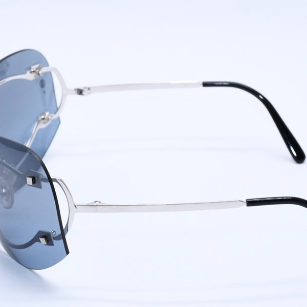 New and unused CARTIER Shield sunglasses eyewear 3989618 Size 110 Blue Silver Used 4a004149