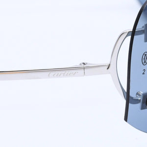 New and unused CARTIER Shield sunglasses eyewear 3989618 Size 110 Blue Silver Used 4a004149