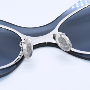 New and unused CARTIER Shield sunglasses eyewear 3989618 Size 110 Blue Silver Used 4a004149