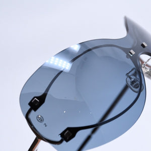 New and unused CARTIER Shield sunglasses eyewear 3989618 Size 110 Blue Silver Used 4a004149