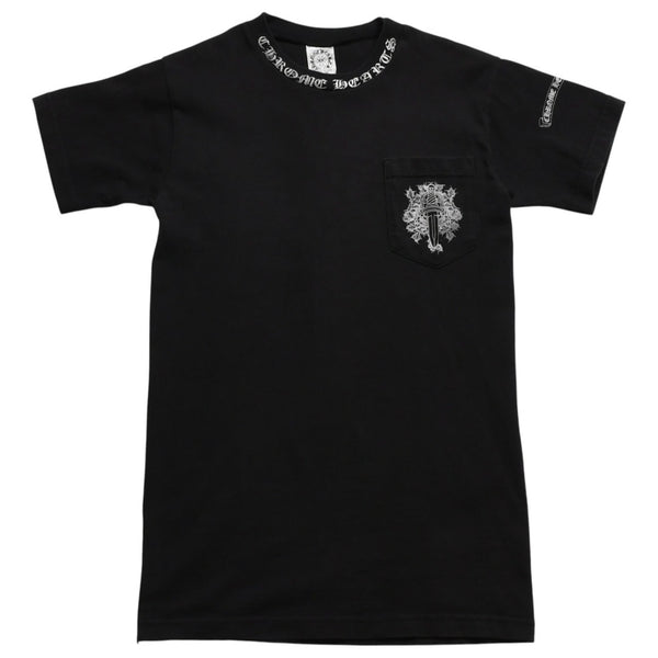 CHROME HEARTS クロムハーツ ダガーポケットTシャツ Black ブラック Silver シルバー サイズL 美品 中古 4a004136