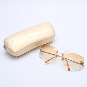 CHANEL Rimless Sunglasses Eyewear 4017-D c.125/56 Size 62□17 120 Coco Mark Rhinestone Good Condition Used 4a004033