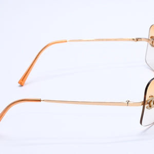CHANEL Rimless Sunglasses Eyewear 4017-D c.125/56 Size 62□17 120 Coco Mark Rhinestone Good Condition Used 4a004033