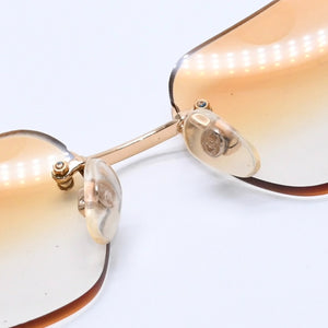 CHANEL Rimless Sunglasses Eyewear 4017-D c.125/56 Size 62□17 120 Coco Mark Rhinestone Good Condition Used 4a004033