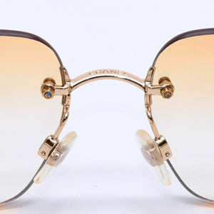 CHANEL Rimless Sunglasses Eyewear 4017-D c.125/56 Size 62□17 120 Coco Mark Rhinestone Good Condition Used 4a004033