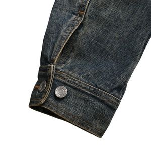 DOLCE &  GABBANA Dolce&ガBubana NAVY Hybrid Leather &  Denim Jacket, Navy, Hybrid Denim Jacket, Size 46, Good Condition, Used, 4a004148