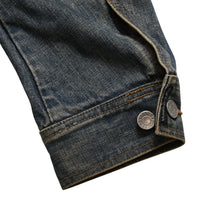 画像をギャラリービューアに読み込む, DOLCE &amp; GABBANA ドルチェ&amp;ガッバーナ NAVY Hybrid Leather &amp; Denim Jacket ネイビー ハイブリッド デニム ジャケット サイズ46 良品 中古 4a004148