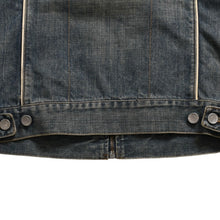 画像をギャラリービューアに読み込む, DOLCE &amp; GABBANA ドルチェ&amp;ガッバーナ NAVY Hybrid Leather &amp; Denim Jacket ネイビー ハイブリッド デニム ジャケット サイズ46 良品 中古 4a004148