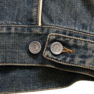 DOLCE &  GABBANA Dolce&ガBubana NAVY Hybrid Leather &  Denim Jacket, Navy, Hybrid Denim Jacket, Size 46, Good Condition, Used, 4a004148