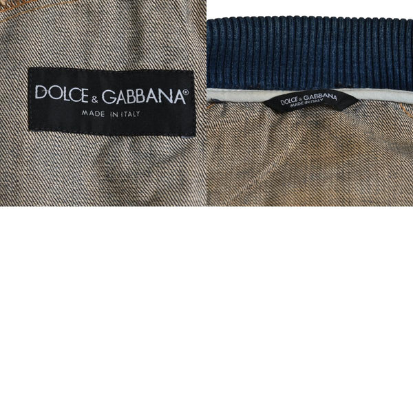 DOLCE &  GABBANA Dolce&ガBubana NAVY Hybrid Leather &  Denim Jacket, Navy, Hybrid Denim Jacket, Size 46, Good Condition, Used, 4a004148