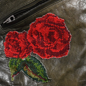 DOLCE &  GABBANA Dolce&ガL'Abbana Silk Lambskin Leather Jacket, Size 48, Khaki/Red with Silver Hardware, Excellent Condition, Used, 4a004147