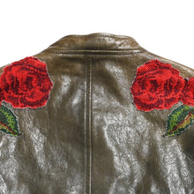 画像をギャラリービューアに読み込む, DOLCE &amp; GABBANA ドルチェ&amp;ガッバーナ シルク ラムスキン レザージャケット サイズ48 カーキ レッド シルバー金具 美品 中古 4a004147