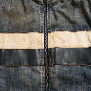 DOLCE &  GABBANA Dolce&ガBubana NAVY Hybrid Leather &  Denim Jacket, Navy, Hybrid Denim Jacket, Size 46, Good Condition, Used, 4a004148