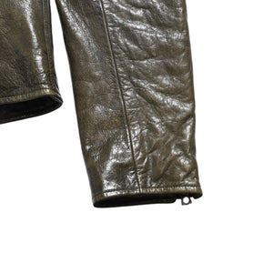 DOLCE &  GABBANA Dolce&ガL'Abbana Silk Lambskin Leather Jacket, Size 48, Khaki/Red with Silver Hardware, Excellent Condition, Used, 4a004147