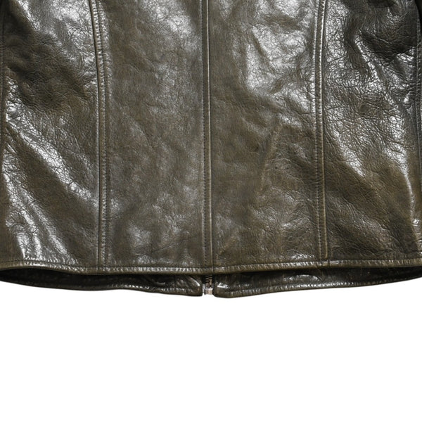 DOLCE &  GABBANA Dolce&ガL'Abbana Silk Lambskin Leather Jacket, Size 48, Khaki/Red with Silver Hardware, Excellent Condition, Used, 4a004147