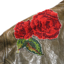 画像をギャラリービューアに読み込む, DOLCE &amp; GABBANA ドルチェ&amp;ガッバーナ シルク ラムスキン レザージャケット サイズ48 カーキ レッド シルバー金具 美品 中古 4a004147