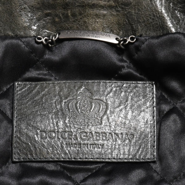 DOLCE &  GABBANA Dolce&ガL'Abbana Silk Lambskin Leather Jacket, Size 48, Khaki/Red with Silver Hardware, Excellent Condition, Used, 4a004147