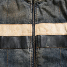 画像をギャラリービューアに読み込む, DOLCE &amp; GABBANA ドルチェ&amp;ガッバーナ NAVY Hybrid Leather &amp; Denim Jacket ネイビー ハイブリッド デニム ジャケット サイズ46 良品 中古 4a004148
