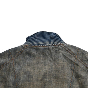 DOLCE &  GABBANA Dolce&ガBubana NAVY Hybrid Leather &  Denim Jacket, Navy, Hybrid Denim Jacket, Size 46, Good Condition, Used, 4a004148