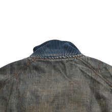 画像をギャラリービューアに読み込む, DOLCE &amp; GABBANA ドルチェ&amp;ガッバーナ NAVY Hybrid Leather &amp; Denim Jacket ネイビー ハイブリッド デニム ジャケット サイズ46 良品 中古 4a004148