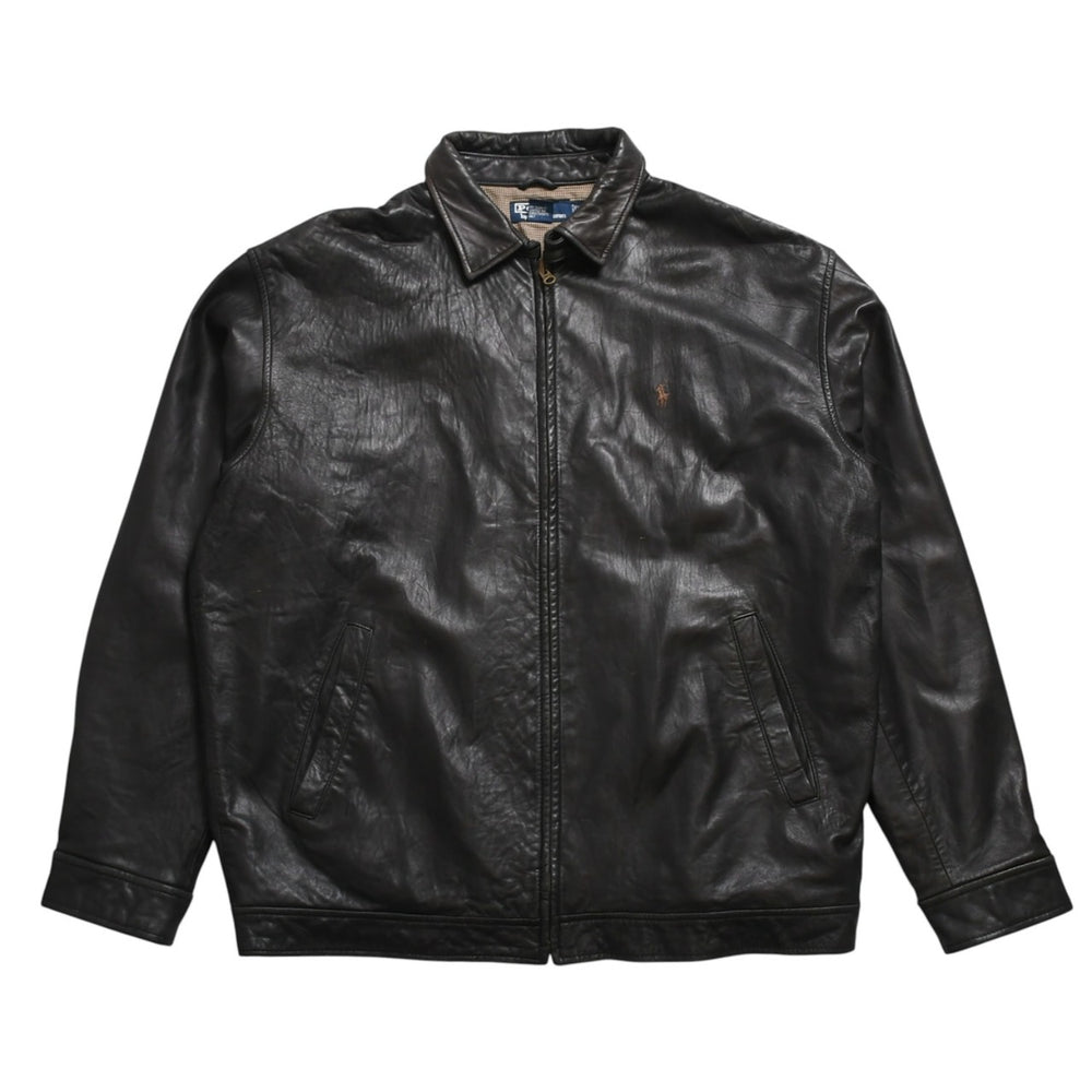 Polo Ralph Lauren ポロラルフローレン レザースイングトップ ジャケット ブラウン ダークブラウン サイズXL 美品 中古 4a004154