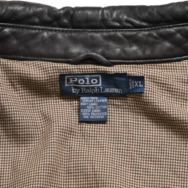 Polo Ralph Lauren ポロラルフローレン レザースイングトップ ジャケット ブラウン ダークブラウン サイズXL 美品 中古 4a004154
