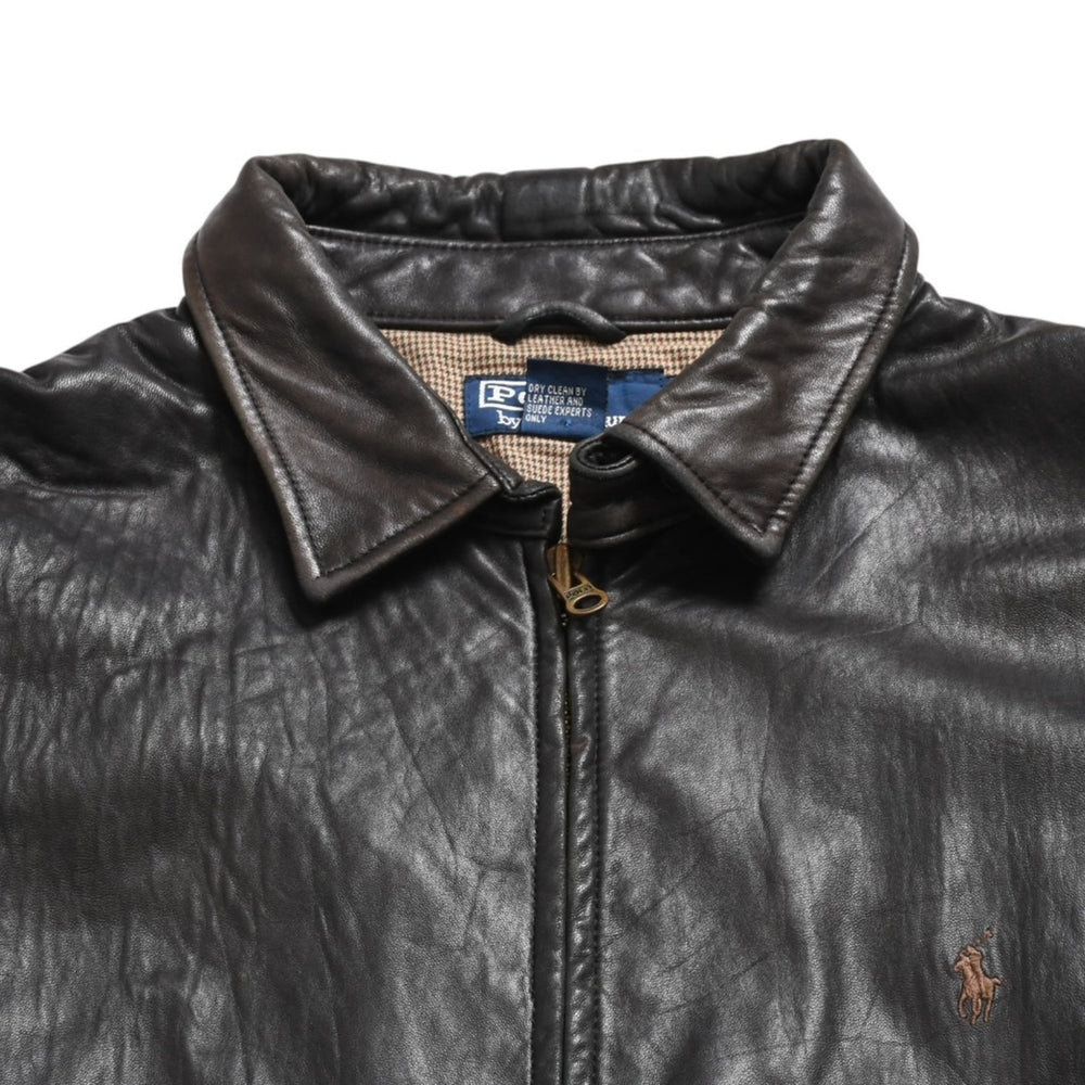 Polo Ralph Lauren ポロラルフローレン レザースイングトップ ジャケット ブラウン ダークブラウン サイズXL 美品 中古 4a004154