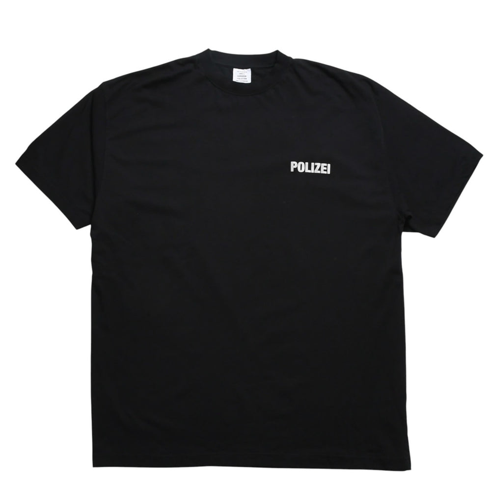 極美品 VETEMENTS ヴェトモン Tシャツ POLIZEI リフレクター ブラック サイズ S コットン UA53TR450B 中古 4a004124