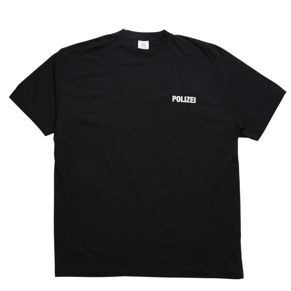 極美品 VETEMENTS ヴェトモン Tシャツ POLIZEI リフレクター ブラック サイズ S コットン UA53TR450B 中古 4a004124