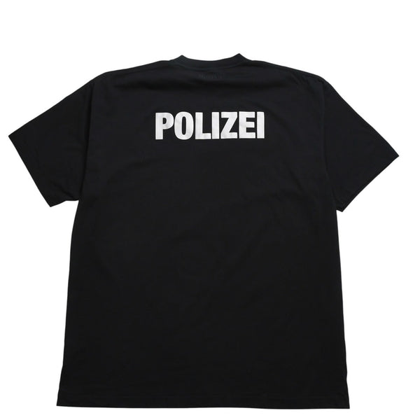 極美品 VETEMENTS ヴェトモン Tシャツ POLIZEI リフレクター ブラック サイズ S コットン UA53TR450B 中古 4a004124