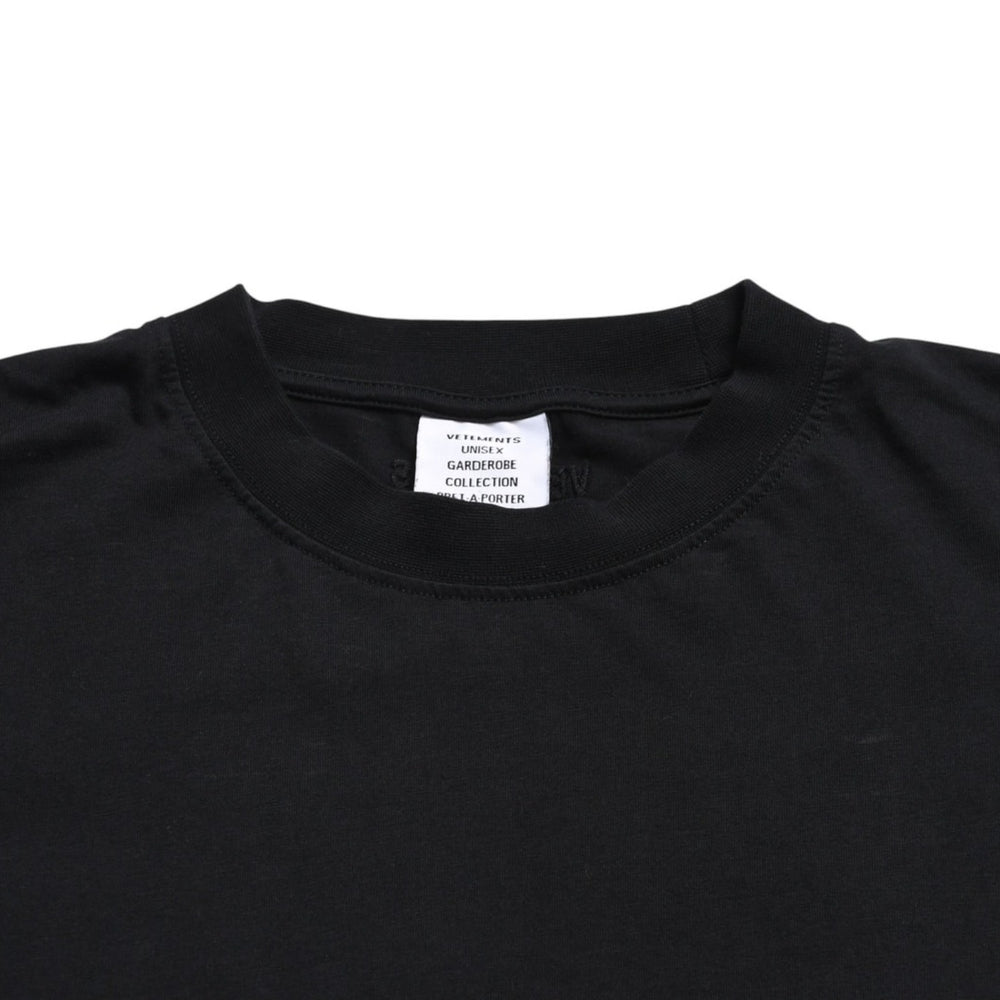Very Good Condition VETEMENTS T-shirt POLIZEI Reflector Black Size S Cotton UA53TR450B Used 4a004124