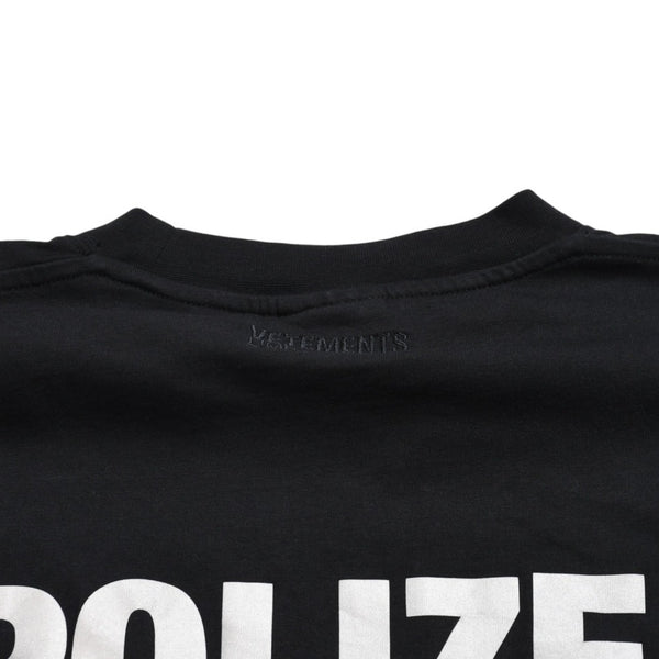極美品 VETEMENTS ヴェトモン Tシャツ POLIZEI リフレクター ブラック サイズ S コットン UA53TR450B 中古 4a004124