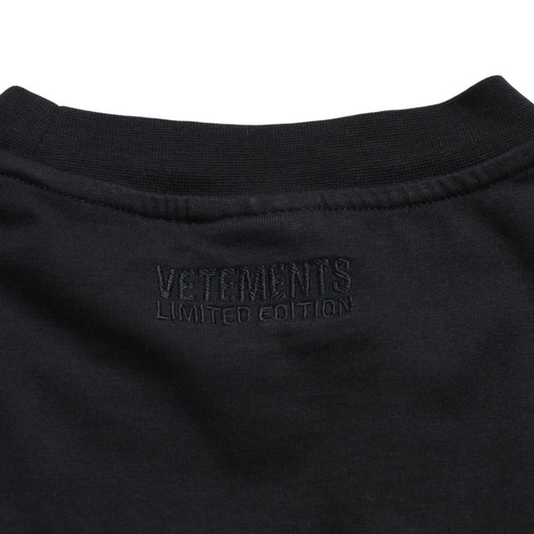 極美品 VETEMENTS ヴェトモン Tシャツ POLIZEI リフレクター ブラック サイズ S コットン UA53TR450B 中古 4a004124