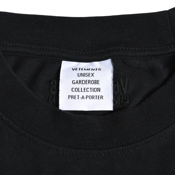極美品 VETEMENTS ヴェトモン Tシャツ POLIZEI リフレクター ブラック サイズ S コットン UA53TR450B 中古 4a004124
