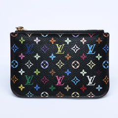 LOUIS VUITTON Monogram Multicolor Pochette Clé M60279 Coin Case Noir Out of Print Wallet Gold Hardware Good Condition Used 4a003889