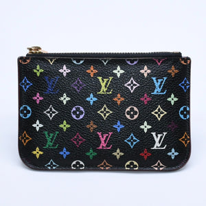 LOUIS VUITTON Monogram Multicolor Pochette Clé M60279 Coin Case Noir Out of Print Wallet Gold Hardware Good Condition Used 4a003889
