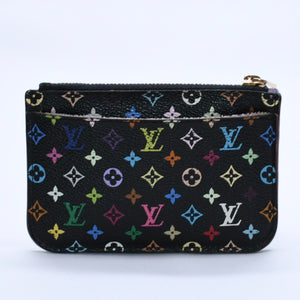 LOUIS VUITTON Monogram Multicolor Pochette Clé M60279 Coin Case Noir Out of Print Wallet Gold Hardware Good Condition Used 4a003889