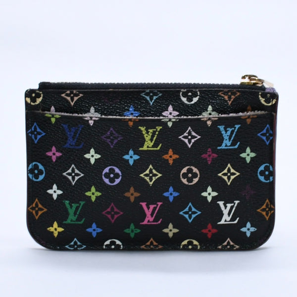 LOUIS VUITTON Monogram Multicolor Pochette Clé M60279 Coin Case Noir Out of Print Wallet Gold Hardware Good Condition Used 4a003889