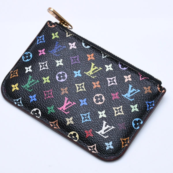 LOUIS VUITTON Monogram Multicolor Pochette Clé M60279 Coin Case Noir Out of Print Wallet Gold Hardware Good Condition Used 4a003889
