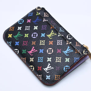 LOUIS VUITTON Monogram Multicolor Pochette Clé M60279 Coin Case Noir Out of Print Wallet Gold Hardware Good Condition Used 4a003889