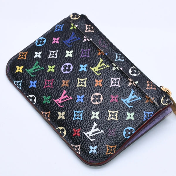 LOUIS VUITTON Monogram Multicolor Pochette Clé M60279 Coin Case Noir Out of Print Wallet Gold Hardware Good Condition Used 4a003889