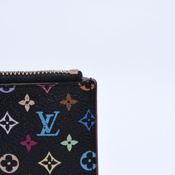 LOUIS VUITTON Monogram Multicolor Pochette Clé M60279 Coin Case Noir Out of Print Wallet Gold Hardware Good Condition Used 4a003889