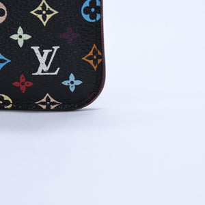LOUIS VUITTON Monogram Multicolor Pochette Clé M60279 Coin Case Noir Out of Print Wallet Gold Hardware Good Condition Used 4a003889