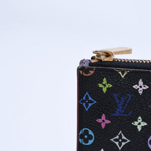 LOUIS VUITTON Monogram Multicolor Pochette Clé M60279 Coin Case Noir Out of Print Wallet Gold Hardware Good Condition Used 4a003889