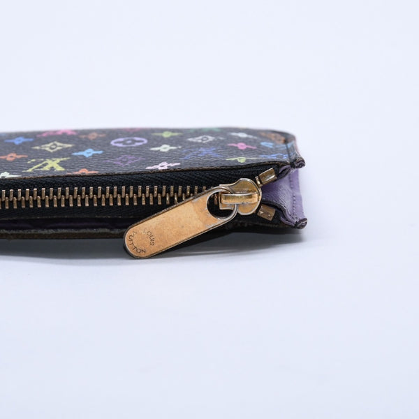 LOUIS VUITTON Monogram Multicolor Pochette Clé M60279 Coin Case Noir Out of Print Wallet Gold Hardware Good Condition Used 4a003889